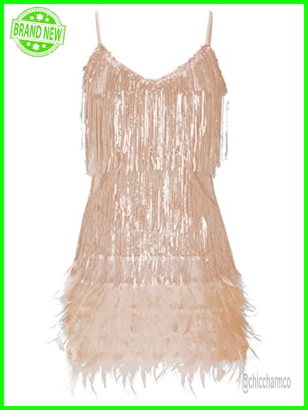 Sequin Cocktail Dress Gatsby Fringe Mini Flapper Party